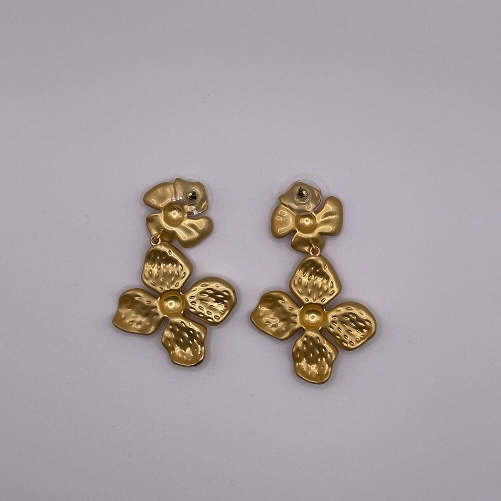 House of Harlow 1960 Matte Gold Blossom Drop Earrings - Picture 3 of 10
